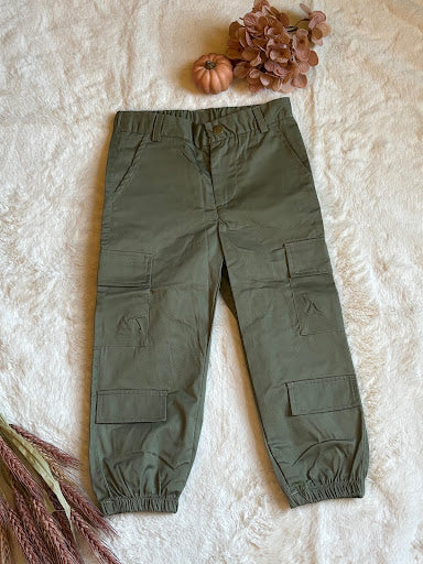 Youth Army Green Cargo Joggers